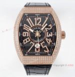 AB Factory V3 Copy Franck Muller Vanguard Classical Smoked Gray Dial Watches with Diamond-Pave Arabic